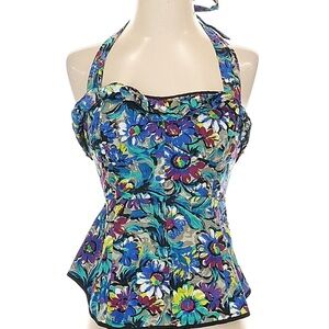 Odille Women's halter -anthropology - Blue and Purple Floral